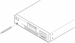 Graphic showing where to insert the pencil on the front panel