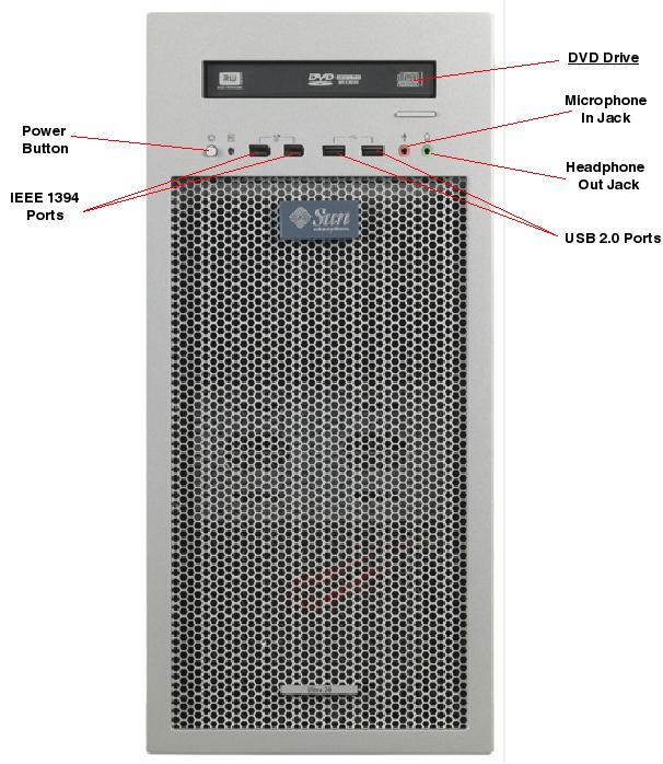 Sun Ultra 20 M2 Workstation, RoHS:Y Front Callout