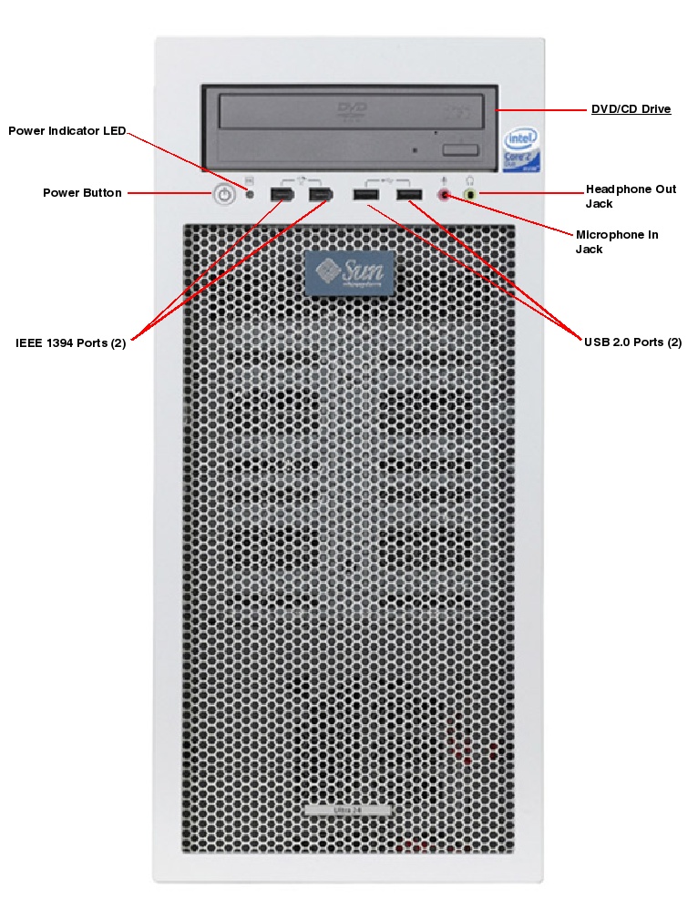 Sun Ultra 24 Workstation, RoHS:Y Front Callout