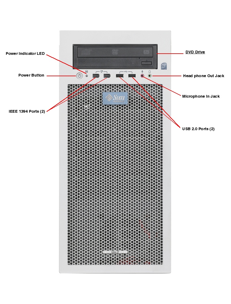 Sun Ultra 27 Workstation Front Callout